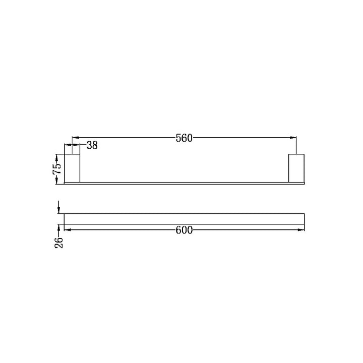 Nero Celia 600mm Single Towel Rail Brushed Nickel