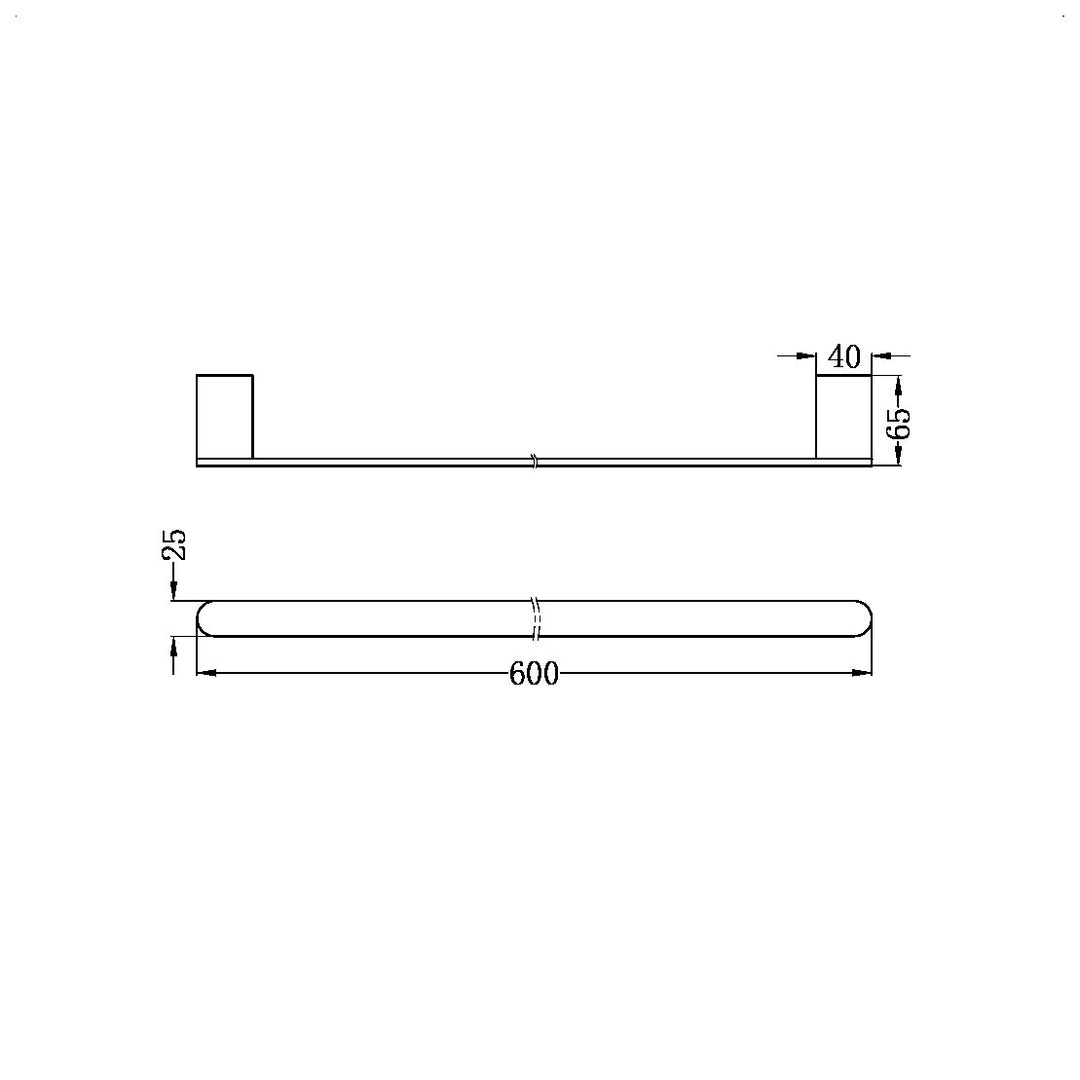 Nero Bianca Single Towel Rail 600mm Chrome