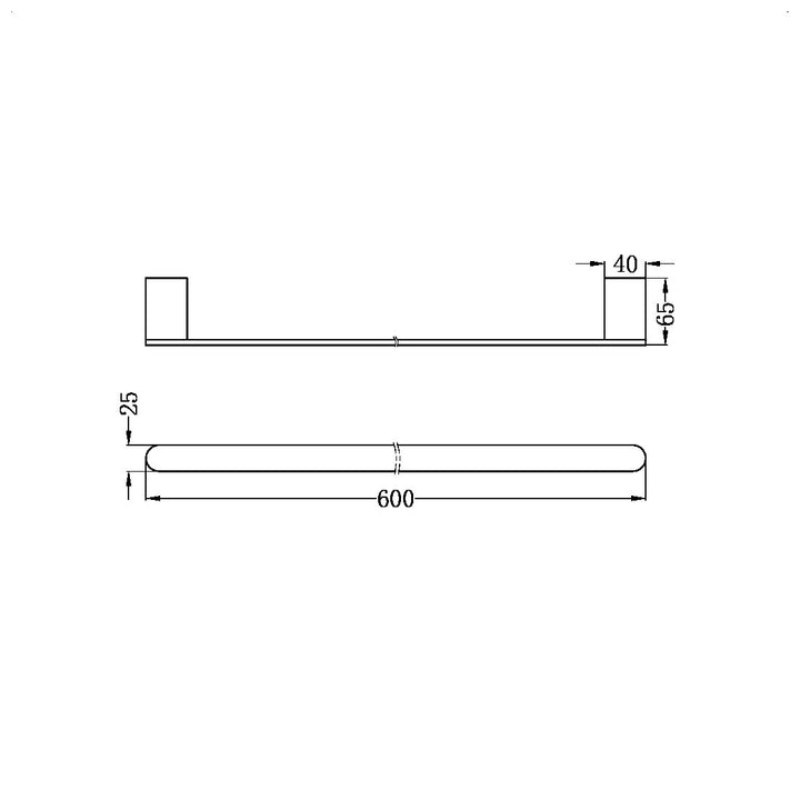 Nero Bianca Single Towel Rail 600mm Chrome