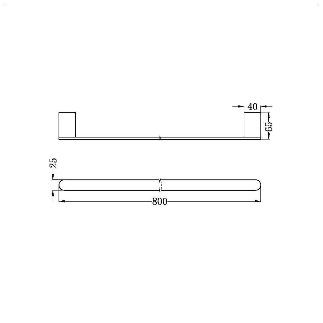 Nero Bianca Single Towel Rail 800mm Matte Black