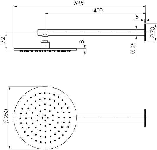 Phoenix Vivid Slimline SS 316 Shower Arm and Rose Stainless Steel