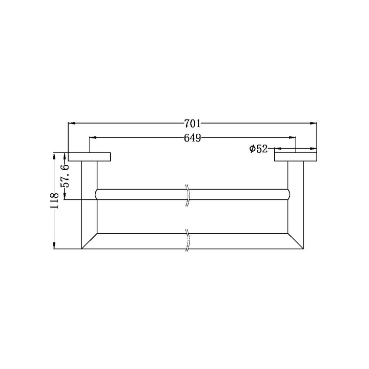 Nero Dolce 700mm Double Towel Rail Matte Black