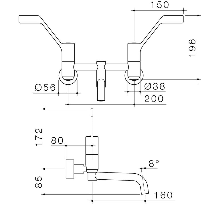 Caroma G Series+ Underslung Exposed Wall Sink Set (160mm outlet + 150mm handles)