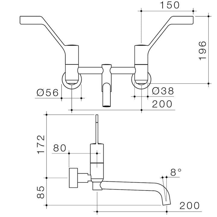 Caroma G Series+ Underslung Exposed Wall Sink Set (200mm outlet + 150mm handles)