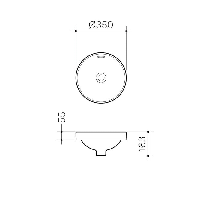 Clark Round Inset Basin 350mm (No Tap Hole)