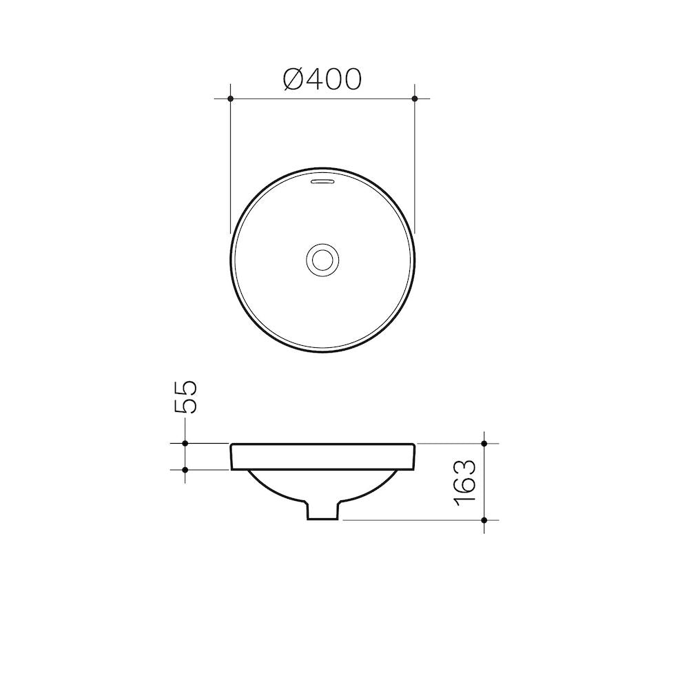 Clark Round Inset Basin 400mm (No Tap Hole)