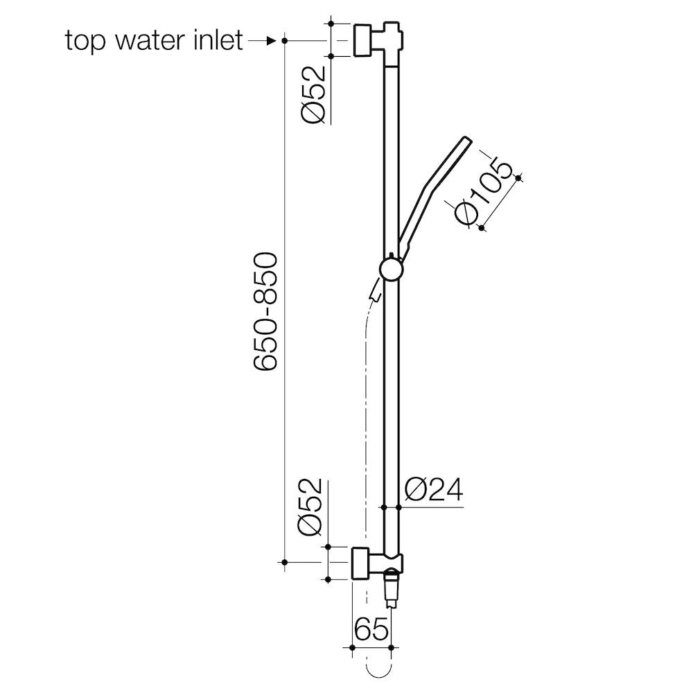 Clark Round Rail Shower (Top Inlet) - Matte Black