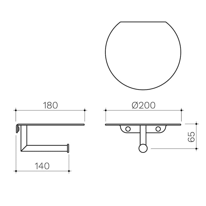 Clark Round Toilet Roll Holder with Shelf - Matte Black