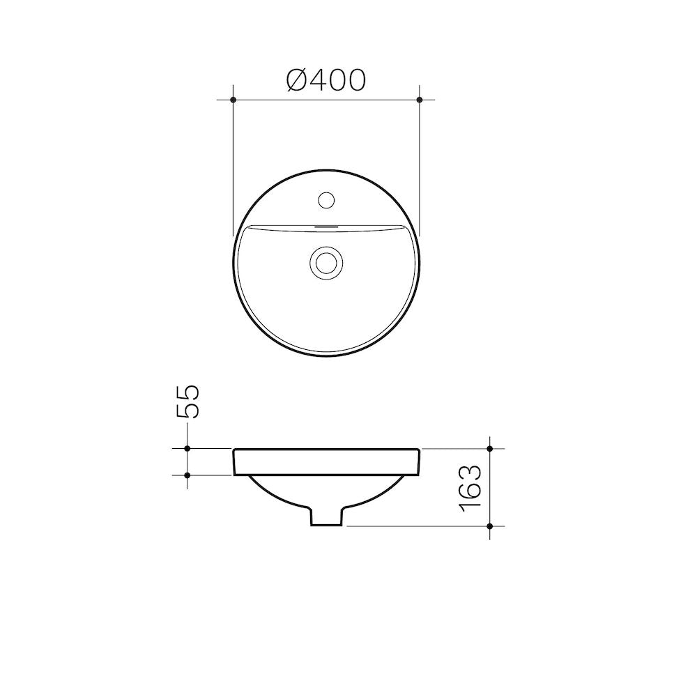 Clark Round Inset Basin with Tap Landing 400mm (1 Tap Hole)