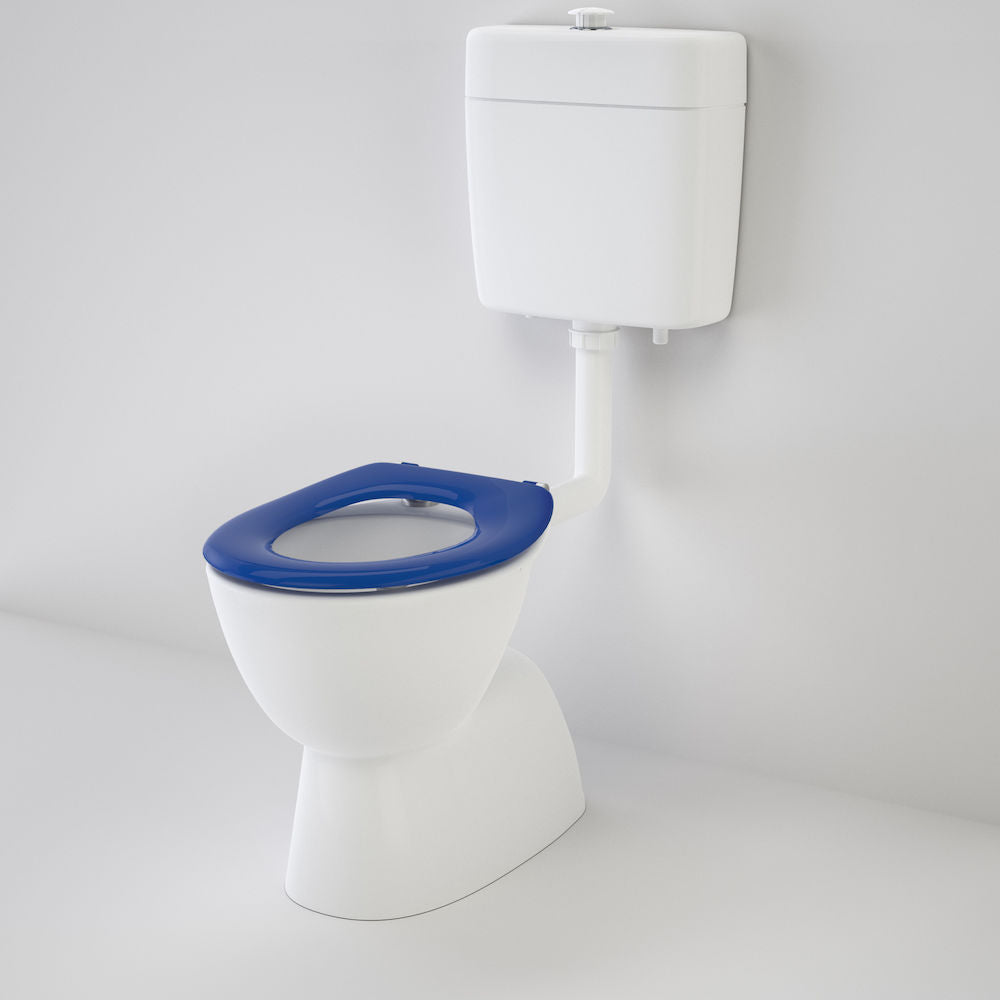 Caroma Care 200 V2 Connector (S Trap) Suite with Caravelle Care Single Flap Seat - Sorrento Blue