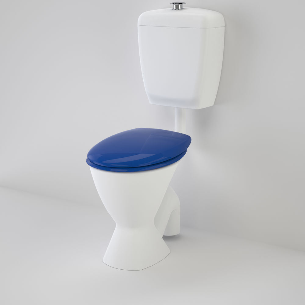 Caroma Care 300 Connector (S Trap) Suite with Caravelle Care Double Flap Seat - Sorrento Blue