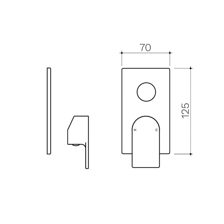 Clark Round Square Wall Mixer with Diverter - Trim Kit - Chrome