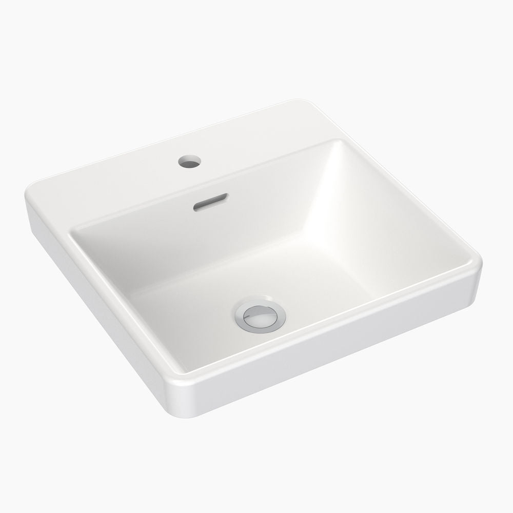 Clark Square Inset Basin with Tap Landing 400mm (1 Tap Hole)