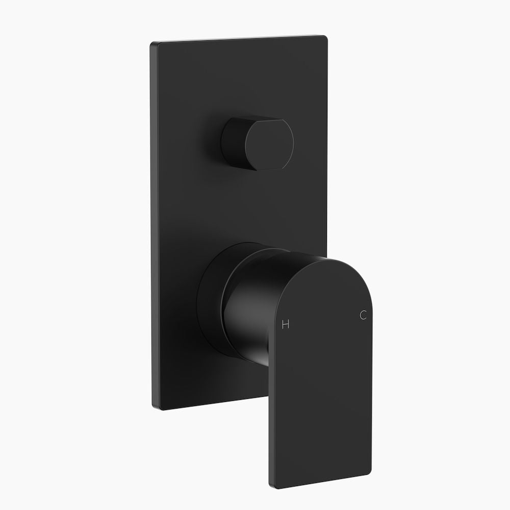 Clark Round Square Wall Mixer with Diverter - Matte Black