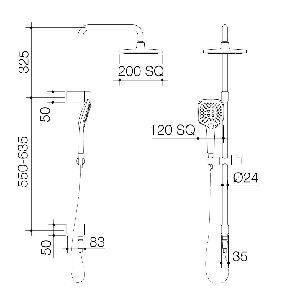 Caroma Luna SYS O/H Shower On Rail Chrome