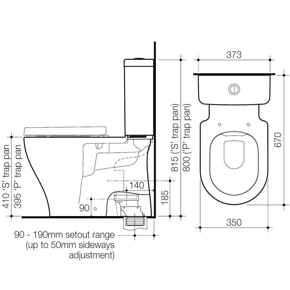 Caroma Luna Cleanflush® Close Coupled Toilet Suite - S Trap, BE