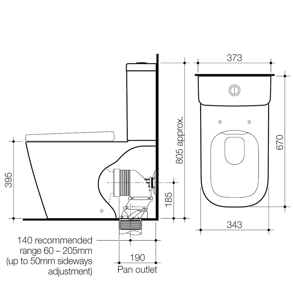 Caroma Luna Square Cleanflush® Wall Faced Toilet Suite BE