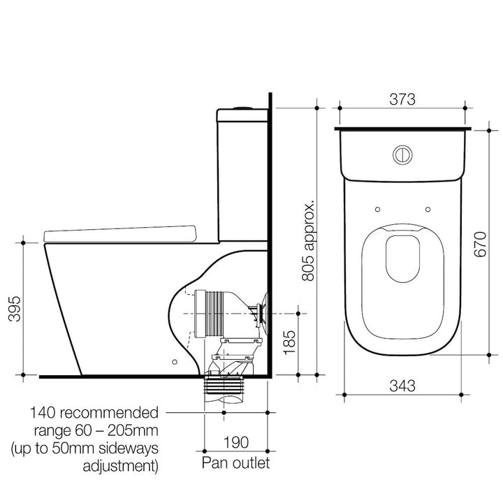Caroma Luna Square Cleanflush® Wall Faced Toilet Suite BE