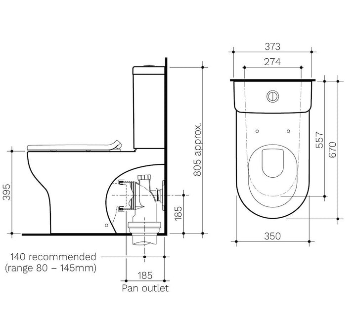 Clark Round Back To Wall Toilet Suite - Bottom Inlet (Slimline Seat)