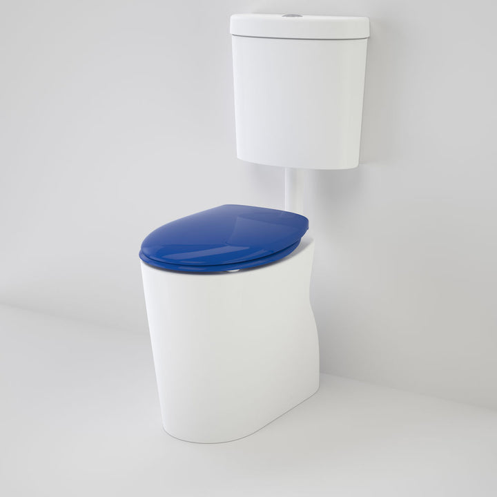 Caroma Care 610 Cleanflush Connector S Trap Suite with Caravelle Double Flap Seat Sorrento Blue