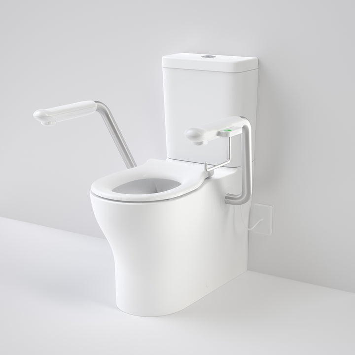 Caroma Opal Cleanflush Easy Height Wall Faced Close Coupled Suite with Double Flap Seat and Nurse Call Armrest Left