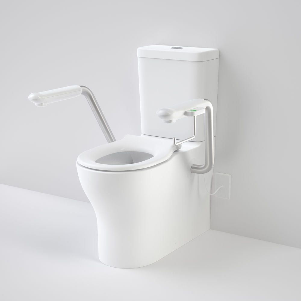 Caroma Opal Cleanflush Easy Height Wall Faced Close Coupled Suite with Single Flap Seat and Nurse Call Armrest Left