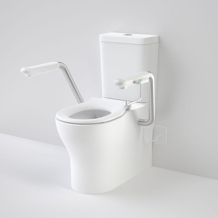 Caroma Opal Cleanflush Easy Height Wall Faced Close Coupled Suite with Single Flap Seat and Nurse Call Armrest Left