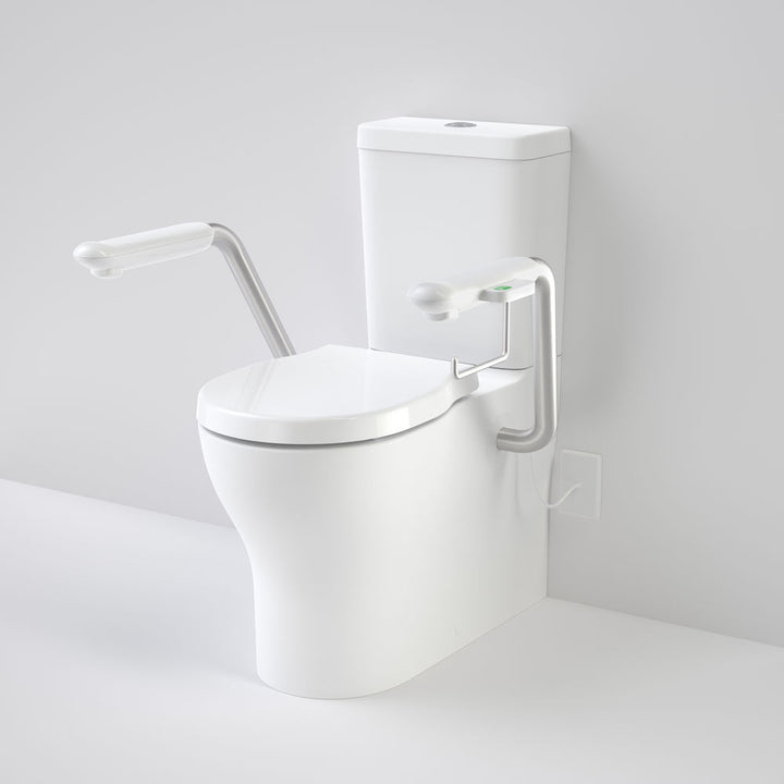 Caroma Opal Cleanflush Easy Height Wall Faced Close Coupled Suite with Double Flap Seat and Nurse Call Armrest Left