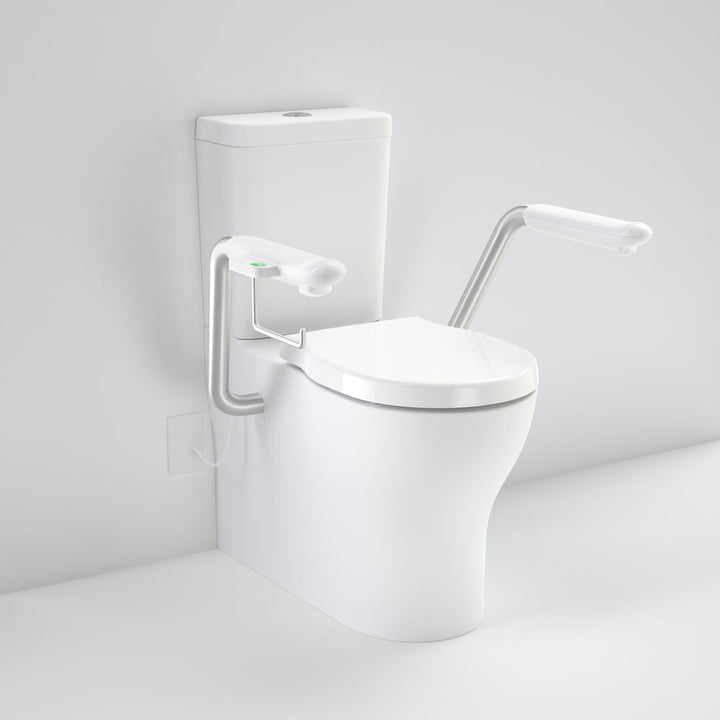 Caroma Opal Cleanflush Easy Height Wall Faced Close Coupled Suite with Double Flap Seat and Nurse Call Armrest Right