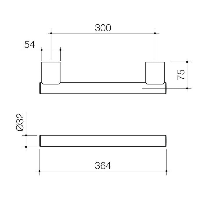 Caroma Opal Support Rail 300mm Straight – Brushed Nickel