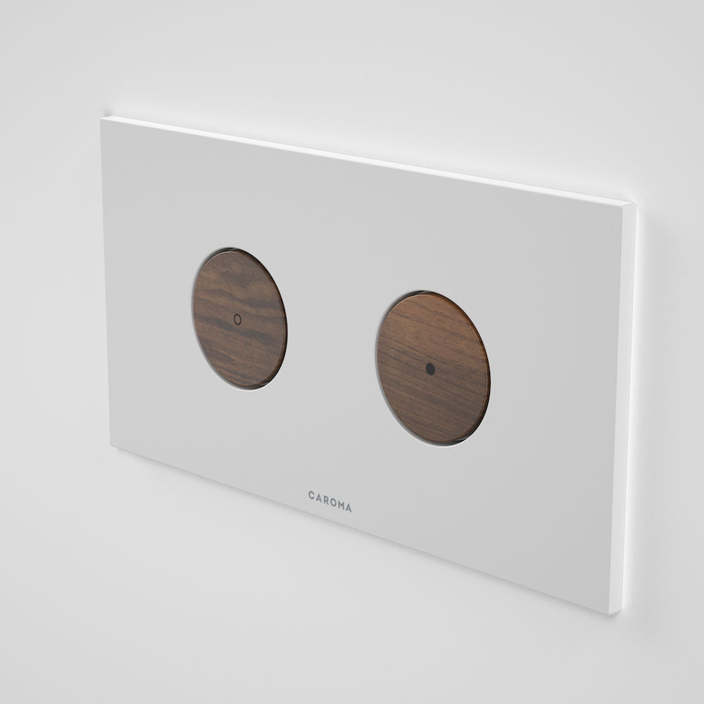 Caroma Elvire Invisi Series II ® Round Dual Flush Plate & Buttons - Tasmanian Blackwood