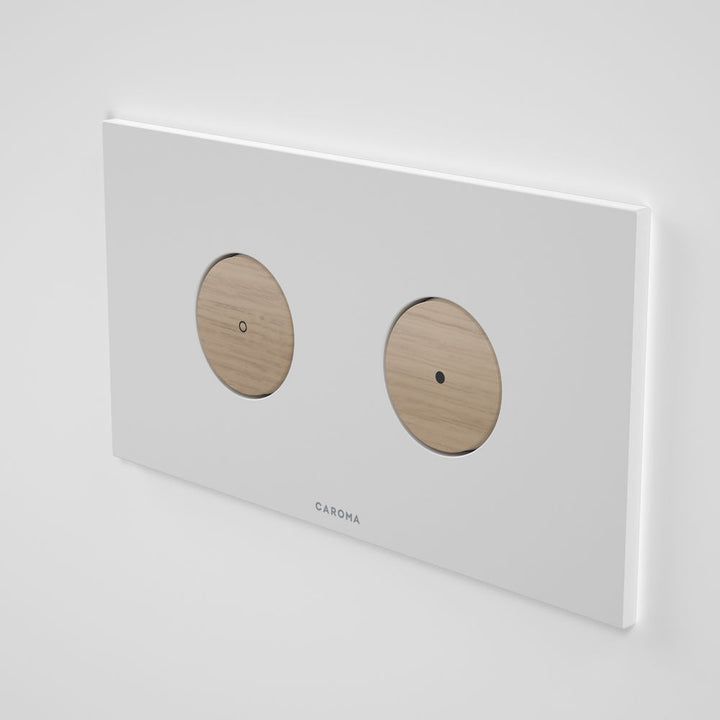 Caroma Elvire Invisi Series II ® Round Dual Flush Plate & Buttons - Tasmanian Oak