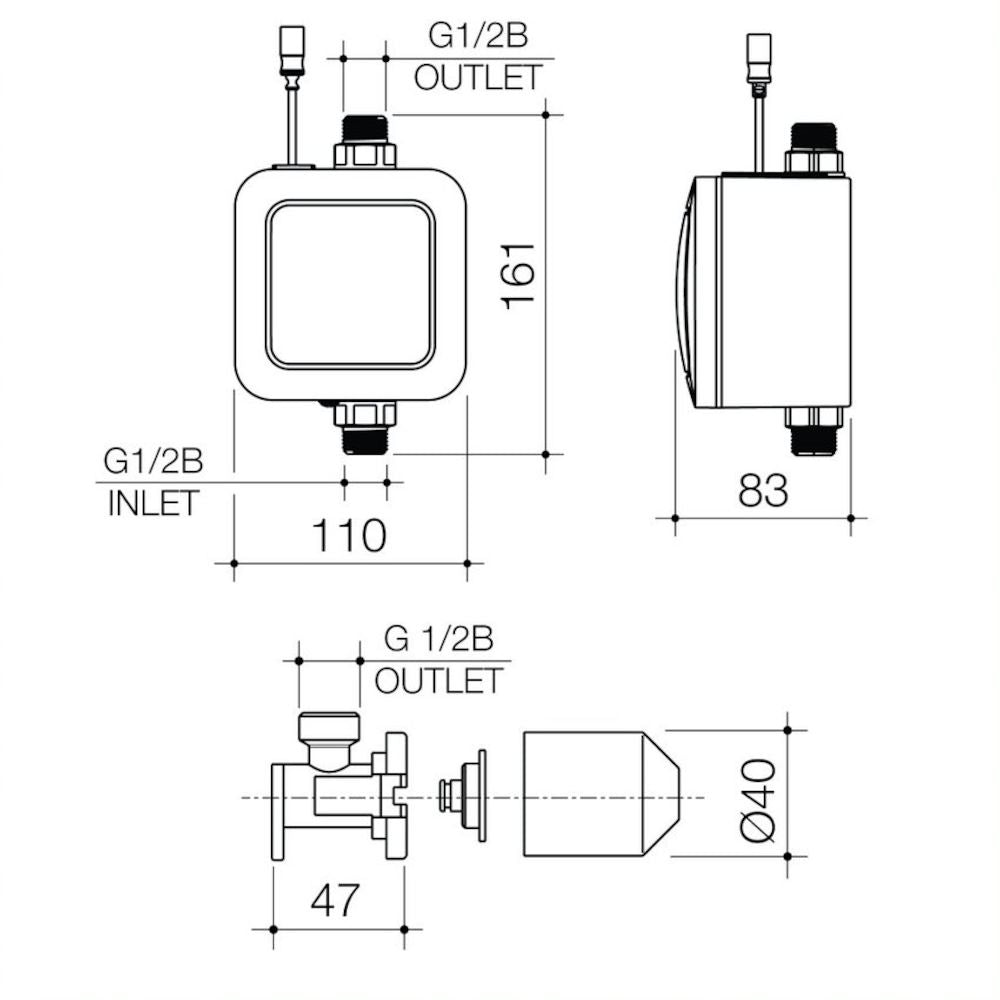 Caroma Smart Command Etap Wall Outlet (no back plate) - Rough In Kit