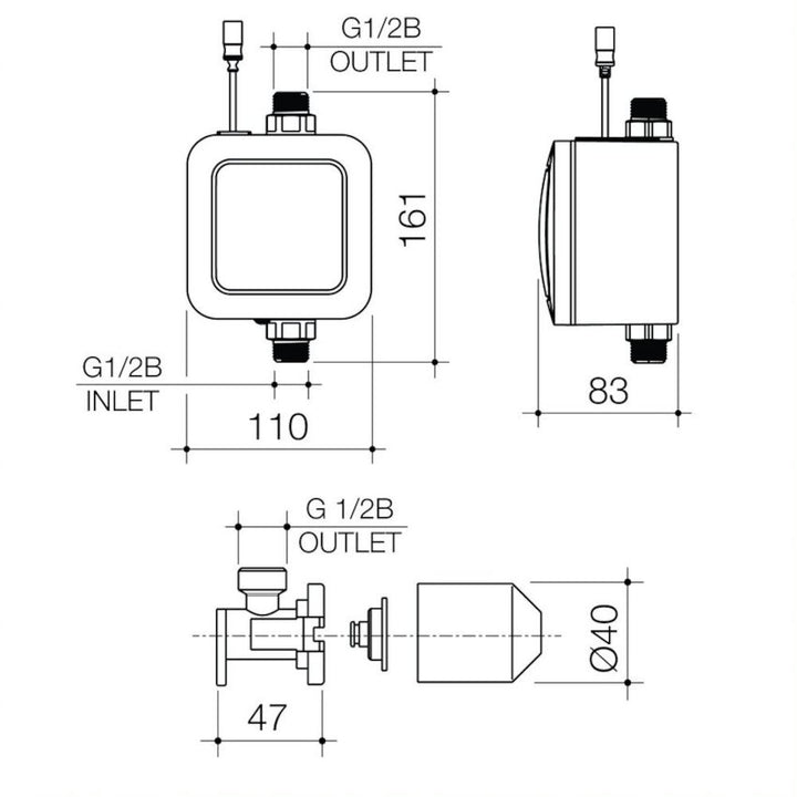 Caroma Smart Command Etap Wall Outlet (no back plate) - Rough In Kit