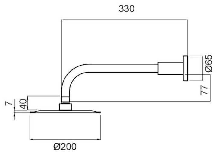 Methven STAINLESS STEEL WALL SHOWER STRAIGHT ARM 200MM CHROME
