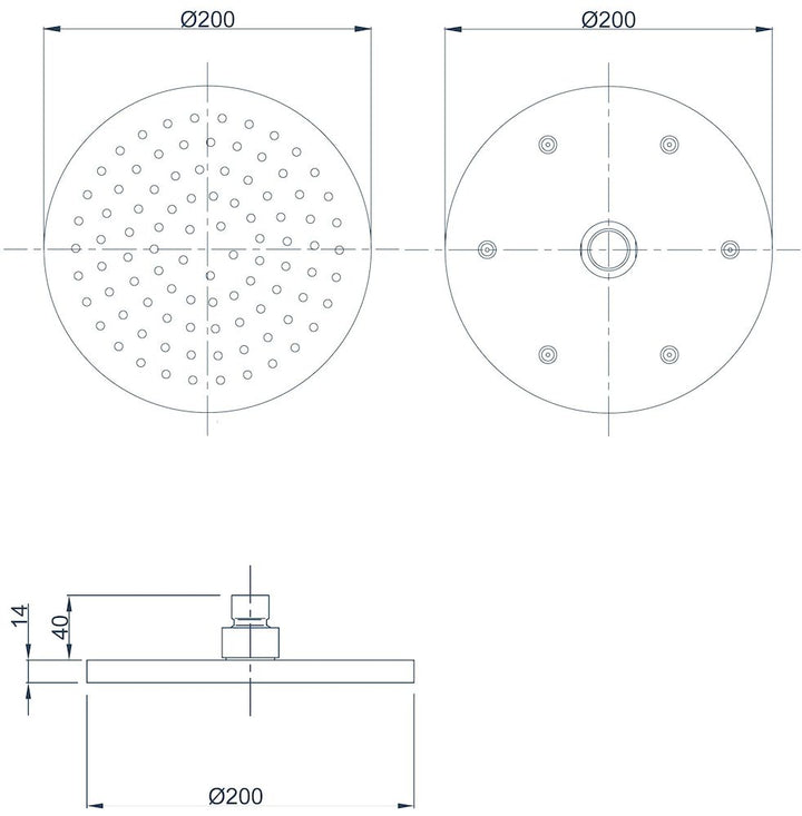 Methven KROME OVERHEAD SHOWER 200MM MATTE BLACK