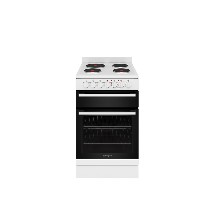 Westinghouse WFE532WC 54 cm Freestanding Electric Cooker Solid Elements Fan Forced & Separate Griller Built In Australia