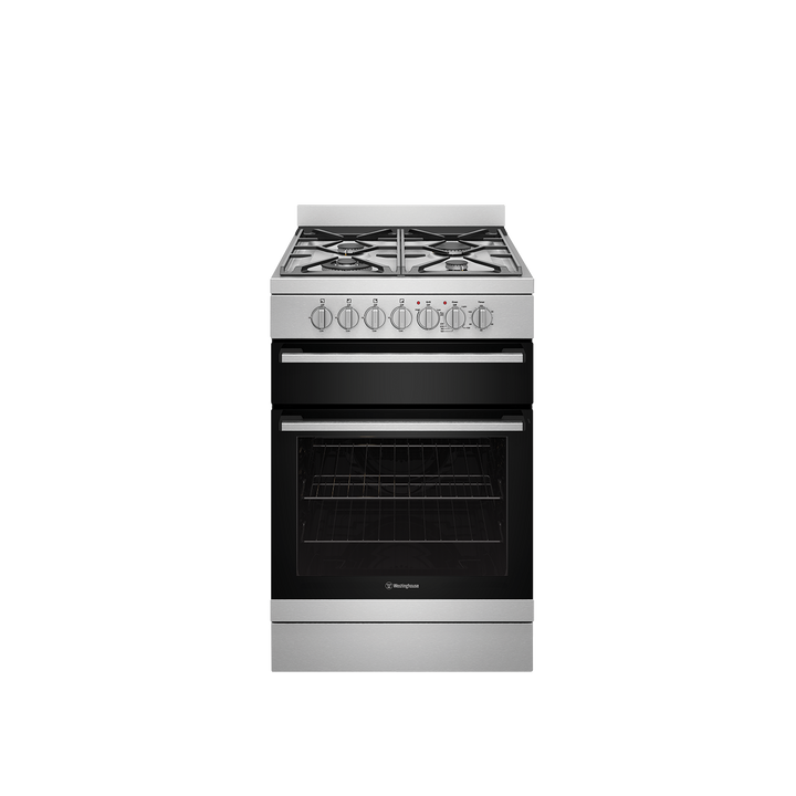 WESTINGHOUSE 60 CM FREESTANDING DUAL FUEL COOKER & ELECTRIC FAN FORCED OVEN & SEPARATE GRILLER