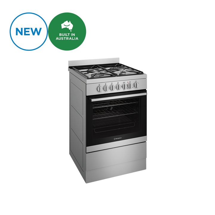 Westinghouse WFE614SC 60 cm Freestanding Dual Fuel Cooker & Electric Fan Forced Oven & Griller In Oven Built In Australia