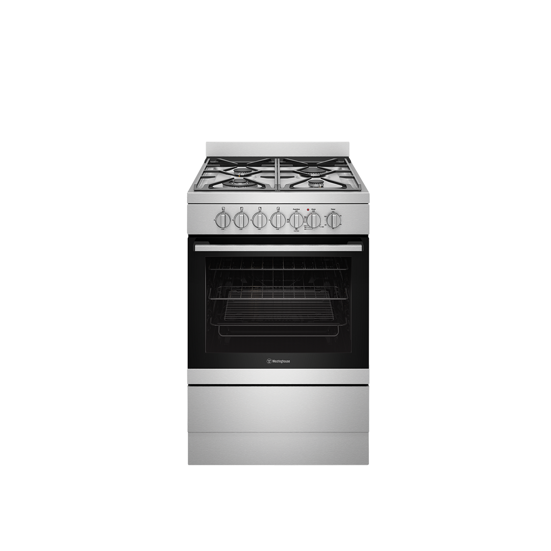 WESTINGHOUSE 60 CM FREESTANDING DUAL FUEL COOKER & ELECTRIC FAN FORCED OVEN & GRILLER IN OVEN BUILT IN AUSTRALIA