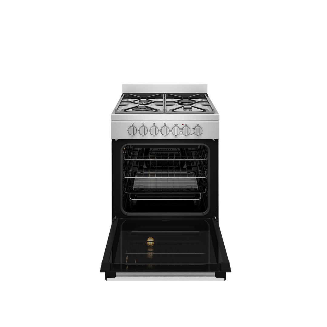 WESTINGHOUSE 60 CM FREESTANDING DUAL FUEL COOKER & ELECTRIC FAN FORCED OVEN & GRILLER IN OVEN BUILT IN AUSTRALIA