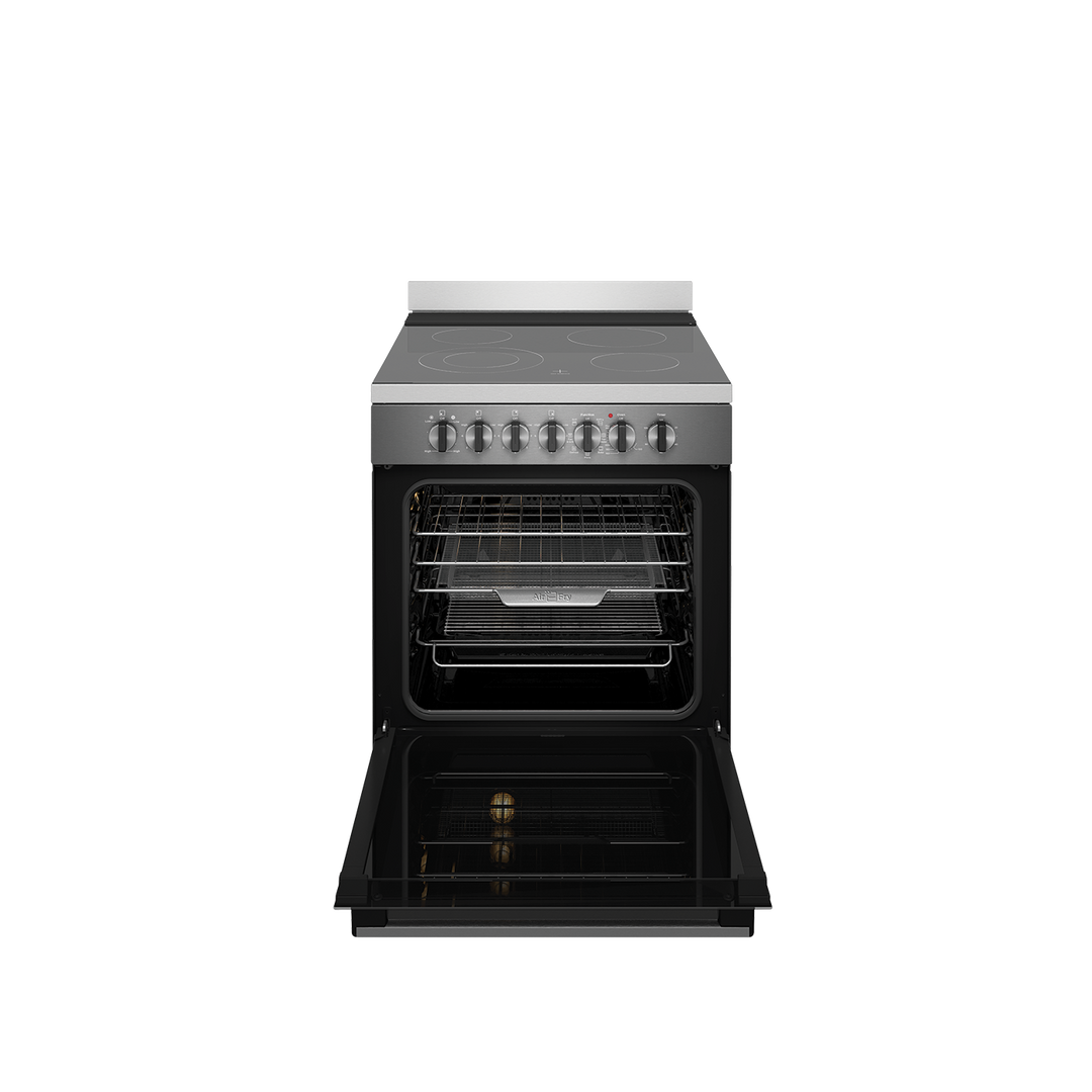 WESTINGHOUSE 60 CM FREESTANDING ELECTRIC COOKER DARK STAINLESS STEEL FAN FORCED OVEN & CERAMIC GLASS TOP BUILT IN AUSTRALIA