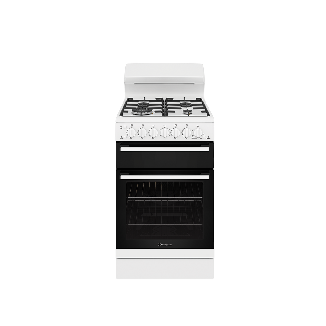 Westinghouse WLG512WCLP 54 cm Freestanding Gas Cooker Fan Oven Flame Failure & Separate Griller Built In Australia Lp Gas