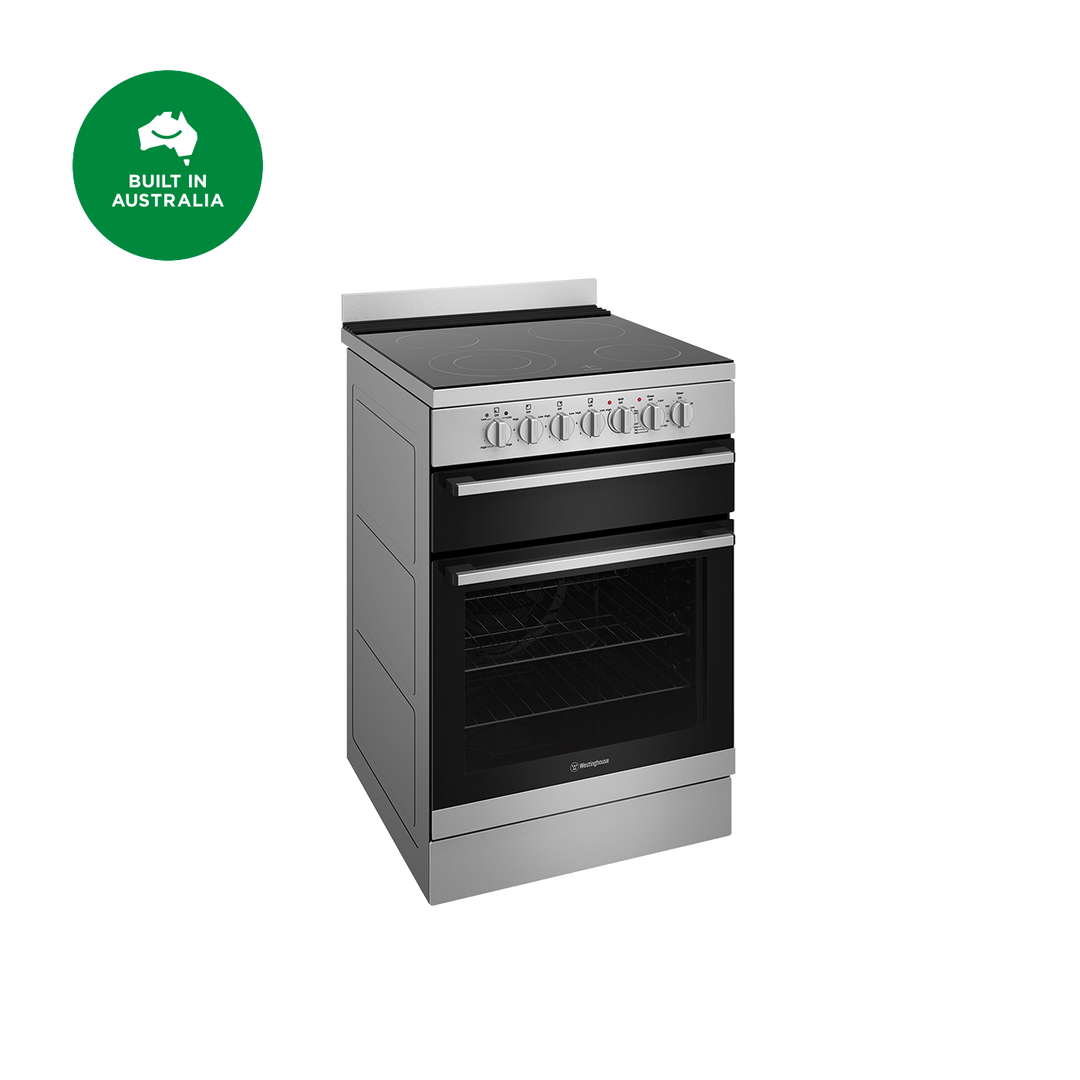 Westinghouse WFE642SC 60 cm Freestanding Electric Cooker Stainless Steel Ceramic Glass Top & Separate Griller Built In Australia