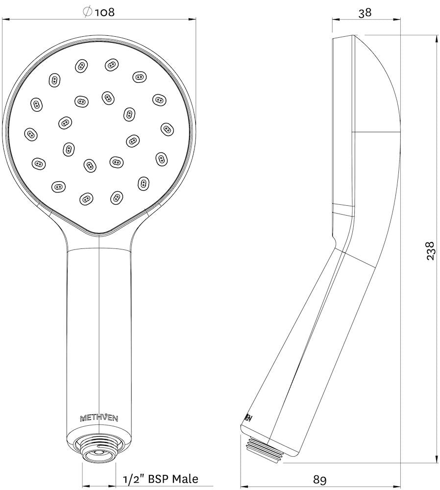 Methven KIRI MK2 HANDSET SATINJET CHROME