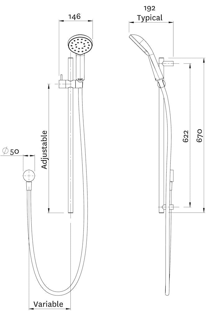 Methven KIRI MK2 RAIL SHOWER SATINJET CHROME