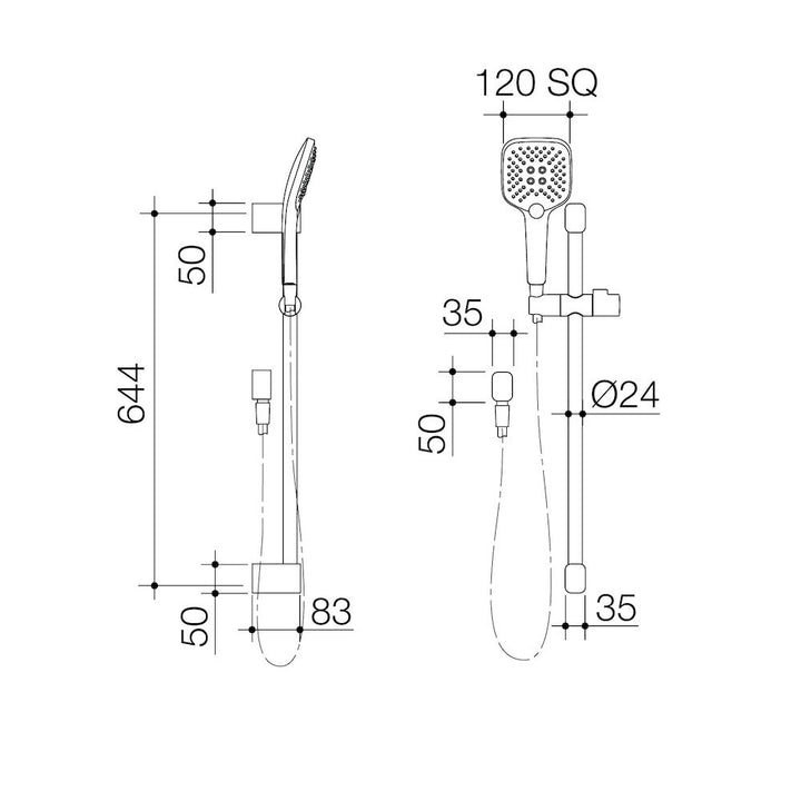 Caroma Luna Multifunction Rail Shower Black