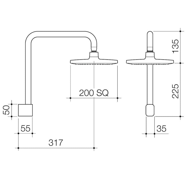 Caroma Luna Fixed Overhead Shower Brushed Brass