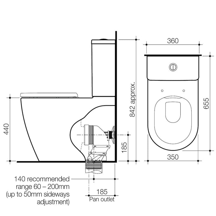 Caroma Urbane II CleanFlush® Wall Faced Close Coupled Toilet Suite (Back Entry) with GermGard®