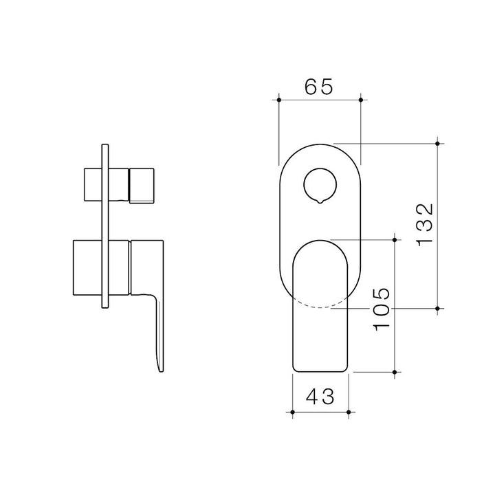 Caroma Urbane II Bath / Shower Mixer With Diverter Trim Kit - Round Cover Plate - Matte Black